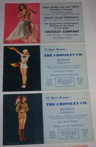 Vintage Pin Up Girl Ink Blotters Buell,  Erie Pa.  Advertising Crossley Co.