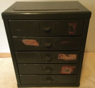Vtg.  Metal Craft Co.  Cleveland Ohio.  Parts Organizer Small Tool Box With 5 Drawers