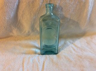 Vintage Light Blue Glass Bottle 8 3/4 " Tall