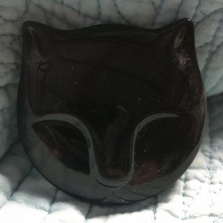 Vintage Black Cat Bakelite Small Compact Vanity 2.  5” X 2.  5” Mirror