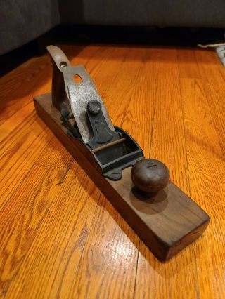 Vintage Stanley Rule And Level Co 15 " Smooth Bottom Wooden Plane Liberty Bell