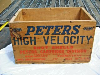 Vintage Peters High Velocity 16 Ga 2 3/4 Shot Shell Ammo Crate Look & Read