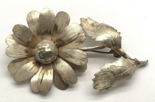 Taxco Mexico Vintage Oxidized Sterling Silver 925 Blooming Flower Pin - Brooch