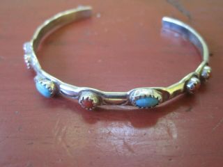 Vintage Navajo Native Sterling Silver Turquoise Coral Cuff Bracelet 2