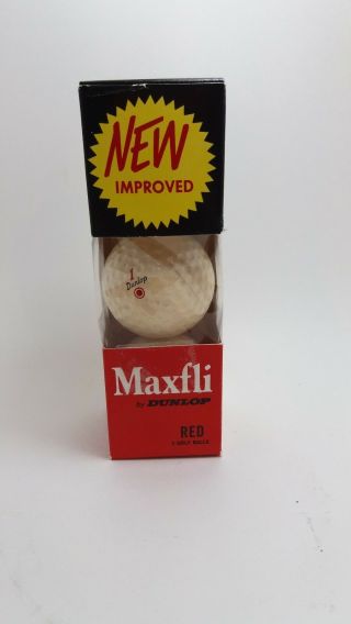 Dunlop Maxfli Improved Red Golf Balls Sleeve Of Three Vintage