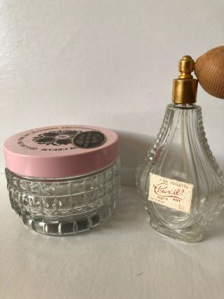 Vintage Houbigant Chantilly Eau De Toilette And Hand Cream Empty Bottle And Jar
