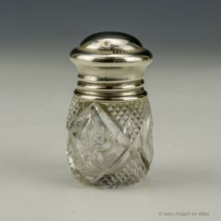 Antique Cut Glass Scent Perfume Bottle - With An English Hallmarked Silver Lid