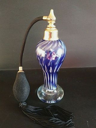 Vintage Art Glass Perfume Atomizer Bottle With Tassel Gorgeous