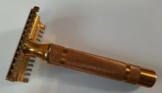 Vintage Gillette Double Edge Gold Tone Open - Comb Safety Razor