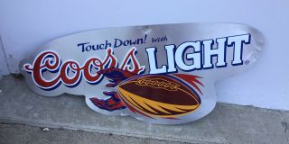 Vintage Coors Light Beer Touchdown Sign Metal Man Cave 32 " X 16 " Brewing 1994