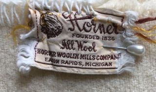 Vintage Horner Mills Wool Lightweight White Striped Camp Blanket Throw 68X82 USA 2