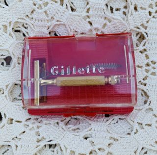 Vintage Gillette Double Edge Gold Tone Safety Razor