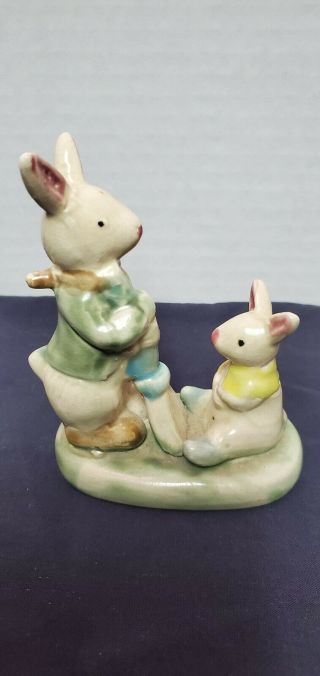 Adorable Vintage Ceramic Bunny Rabbit Figurine.  Muted Colors.
