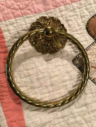 Vintage Ornate Brass Bathroom Towel Ring,  Made In Italy,  S/h
