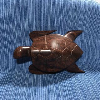 Vintage Wood Hand Carved Sea Turtle Figurine