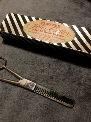 Playtex Vintage Hair Cutter Deluxe w/Box & Vintage Italian Chic Barber Scissors 3