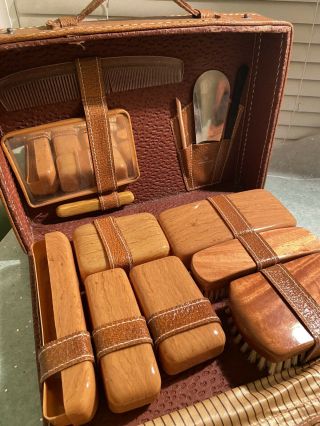 Mens 13 Piece Pigskin Vintage Travel/grooming Kit