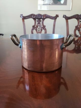Vintage Antique French Copper Pot Pan 2 Quart Marked Made In France