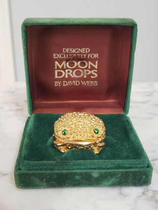 Vintage Revlon Moon Drops Frog Solid Perfume Compact David Webb W/ Box