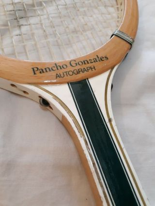 Spalding Pancho Gonzales Autograph Medium 4 - 5/8 Vintage Wood Tennis Racquet