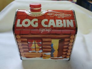 Vintage 1987 100th Anniversary Log Cabin Syrup Tin Empty