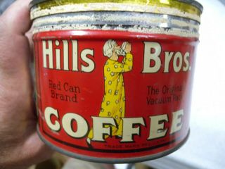 Vintage Advertising 1 Lb.  Hills Bros.  Coffee Tin,  San Francisco - 1922