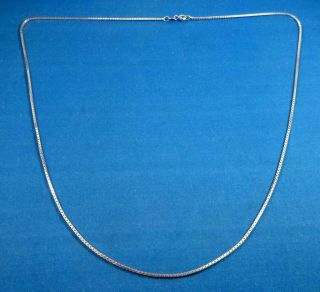 Vtg Sterling Silver 24.  5 " Long 1mm Square Box Chain Necklace.  925 Made In Italy