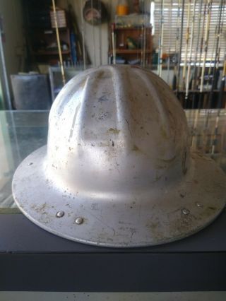 Vintage B.  F.  Mcdonald Co.  Full Brim Aluminum Roughneck Hard Hat With Liner