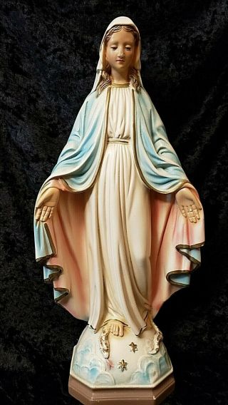 Vintage Columbia Statuary Virgin Mary Lady Of Grace Chalkware Religious Statue