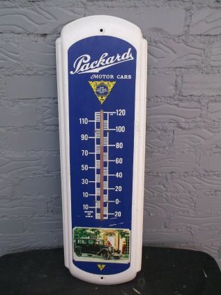 Vintage Packard Motor Cars Metal Wall Thermometer Garage,  Shop,  Automobilia