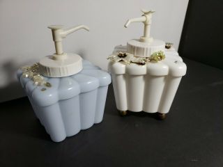 2 Vintage Pump Lotion / Soap Dispenser Menda Plastic Vanity Accessories