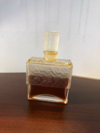Vintage Molinard De Molinard Lalique Crystal Glass Perfume Bottle 1oz 3/4 Full