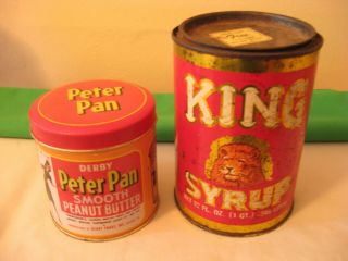 Vintage King Syrup Ad Tin 32 Oz. ,  Peter Pan Peanut Butter Tin