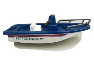 Vintage 1994 Nylint Ocean Runner Fisherman Power Boat - 12 " Long - Blue / White