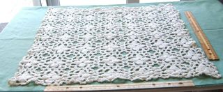 Vintage 17 Inch Square Hand Crocheted White Doily W