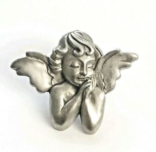 Vintage Signed Lcd Lindsay Claire Designs Pewter Guardian Angel Pin