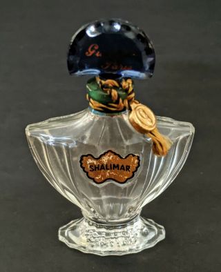 Vintage Crystal Guerlain Paris Shalimar Perfume Bottle 1/4 Oz Estate Find