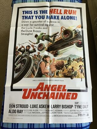 Vintage Movie Poster Theater Angel Unchained Biker Hell Run Motorcycle