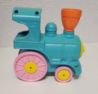Vintage Mattel Train Crib Rail Runner Musical Infant Toy 1979 Blue & Pink Usa