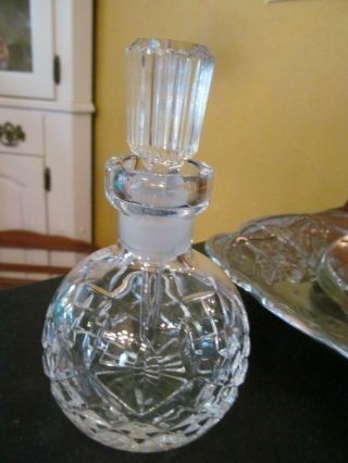 Vintage Clear Cut Crystal Perfume Bottle With Long Stopper Dauber