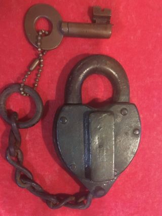 Vintage Wilson Bohannan Brass Lock And Ringed Key
