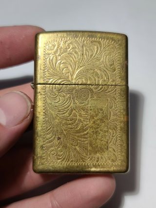 Vintage Floral Brass Engraved Zippo Lighter
