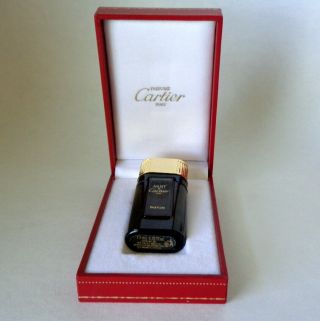 Vintage Parfum Must De Cartier Empty Bottle Red Gold Leather Box.  25 Refillable