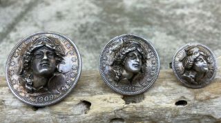 Vintage Half Dollar Coin Pins Set Of 3 Year 1909