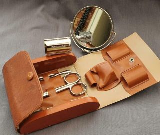 Vintage Shaving & Manicure Set Gillette Safety Razor Travel Grooming Kit