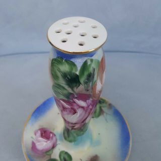Vintage Limoges China Hand Painted Porcelain Floral Hat Pin Holder & Ring Tray 2
