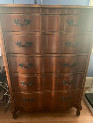 Vintage Solid Wood Chest Of Drawers - Five Drawers - Local