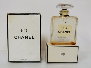 Vintage Chanel No.  5 Parfum 1/2 Fl.  Oz.  Size 8 Empty Bottle With Box.