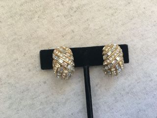 Gorgeous Vintage Christian Dior Crystal Rhinestone Clip Earrings