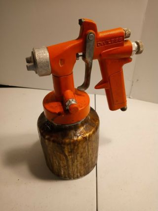 Vintage Devilbiss Sgb - 510 Orange Spray Gun W/canister -